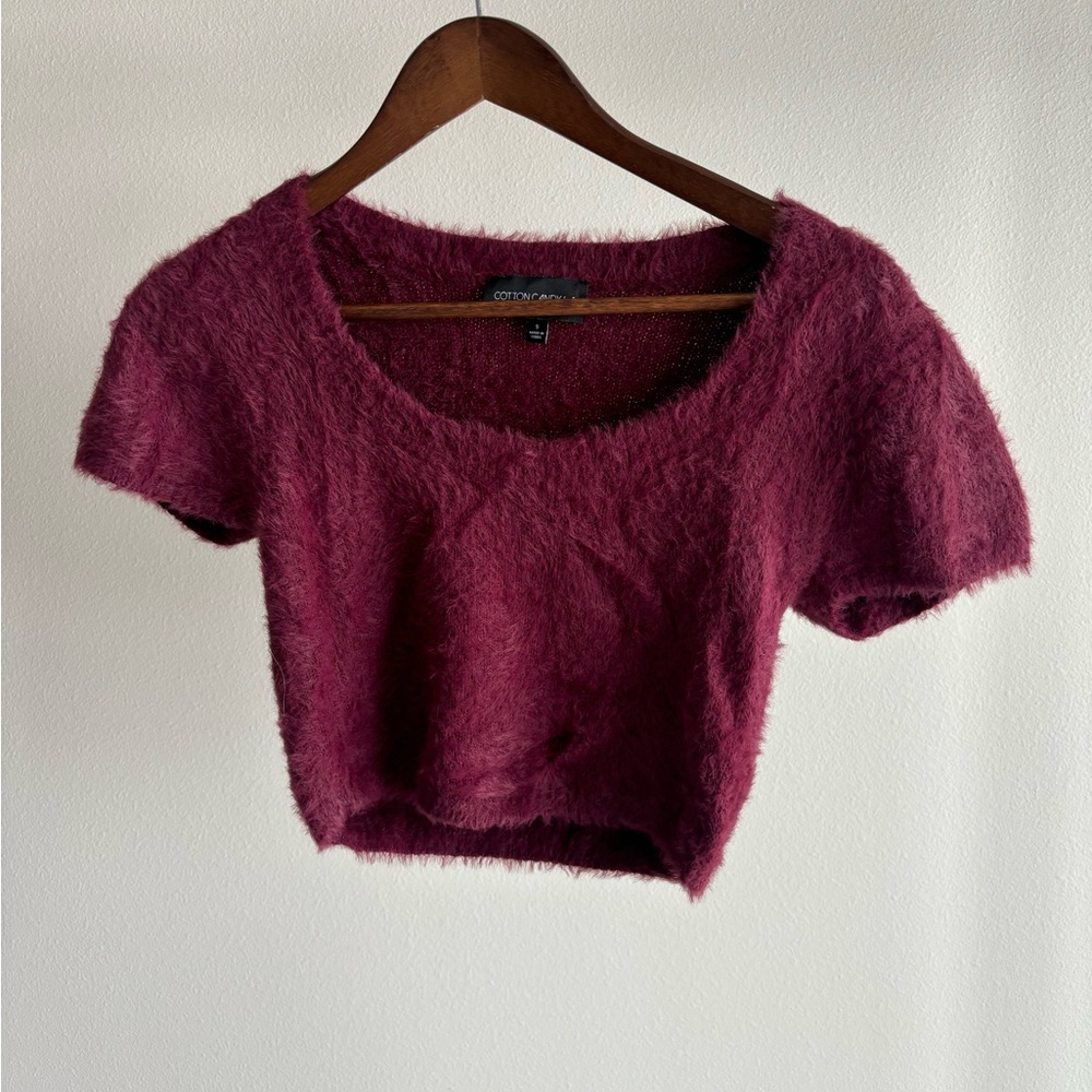 Cotton Candy Red Short Sleeve Crop Top